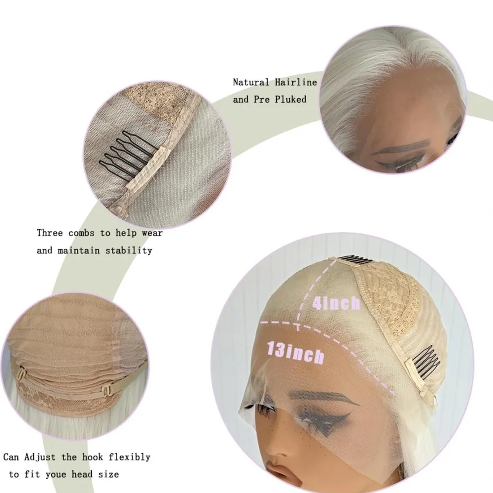 22” White Blonde Beautiful Lace Front Wig NEW